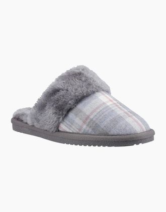 Hush Puppies Womens Arianna Womens Plaid Slipper - Grey - Size: 6