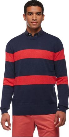 Brooks Brothers Terry Gestreept Katoenen Trui - Heren - Ronde hals truien - Blauw - XS - Katoen - Truien & Vesten