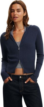 Cotton On Womens Everfine Hooded Knit in Ltw Navy Cable at Nordstrom, Size X-Small