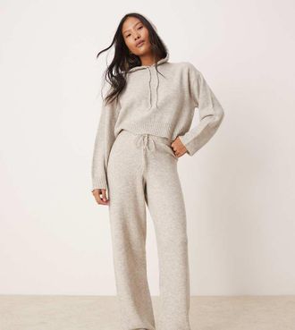 Jacqueline de Yong knitted pants in cream - part of a set-White