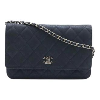 Chanel Pre-owned Vintage Schoudertas - Dames - Pre-owned - Blauw - Maat: ONE Size Leer