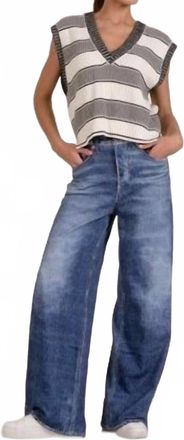 Elan Striped Knit Vest In Heather Grey Stripe