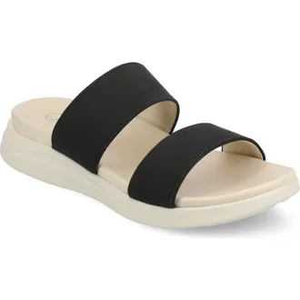 Journee Collection Janis Wedge Slide Sandal in Black at Nordstrom Rack, Size 6.5