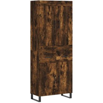 vidaXL Aparador Alto Madera Contrachapada Roble Ahumado 69,5x34x180 Cm Vidaxl