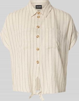 Pieces Regular Fit Hemdbluse aus Viskose-Leinen-Mix Modell PIA in Ecru, Gr&ouml;&szlig;e XL