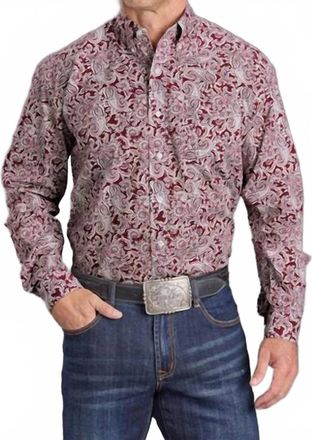 Stetson Paisley Button Shirt In Wine