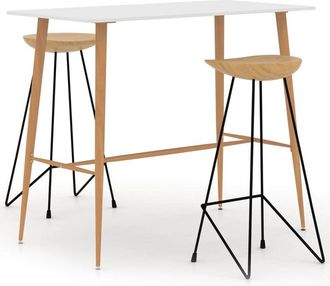 vidaXL Juego De Mesa Alta Y Taburetes De Bar De 3 Piezas Blanco Vidaxl
