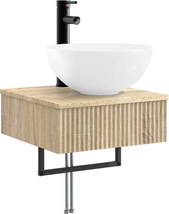 vidaXL Lavabo De Lavado Montado En La Pared Roble Sonoma Vidaxl