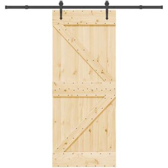 vidaXL Vidaxl - Puerta Corredera Con Herrajes Madera Maciza De Pino 85x210 Cm