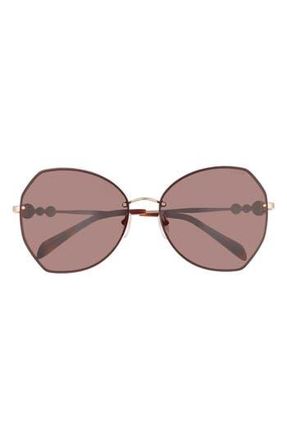 Emilio Pucci 61mm Geometric Sunglasses in Shiny Rose Gold /Brown at Nordstrom Rack