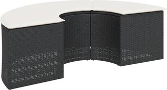 vidaXL Taburete De Jard&iacute;n Con Coj&iacute;n Rat&aacute;n Sint&eacute;tico Negro Vidaxl