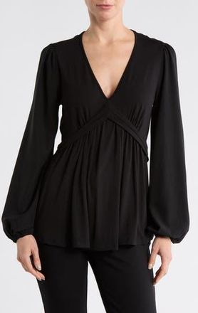Patrizia Luca V-Neck Flare Top in Black at Nordstrom Rack, Size X-Small