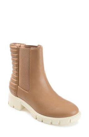 Journee Collection Tatiana Lug Sole Chelsea Boot in Brown at Nordstrom Rack, Size 9