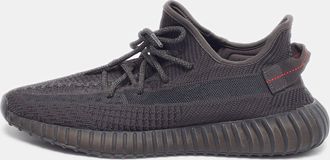 adidas Boost 350 V2 Black Non-Reflective Size 44 2/3 Black Knit Fabric Low Top Sneakers