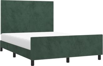 vidaXL Vidaxl - Estructura Cama Sin Colch&oacute;n Terciopelo Verde Oscuro 140x190 Cm
