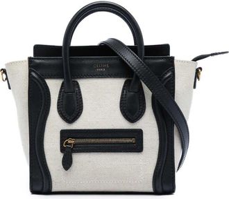Celine Pre-owned Celine Nano Bicolor Canvas and Leather Luggage Tote Ladies 6GBEBUV95131YLZS