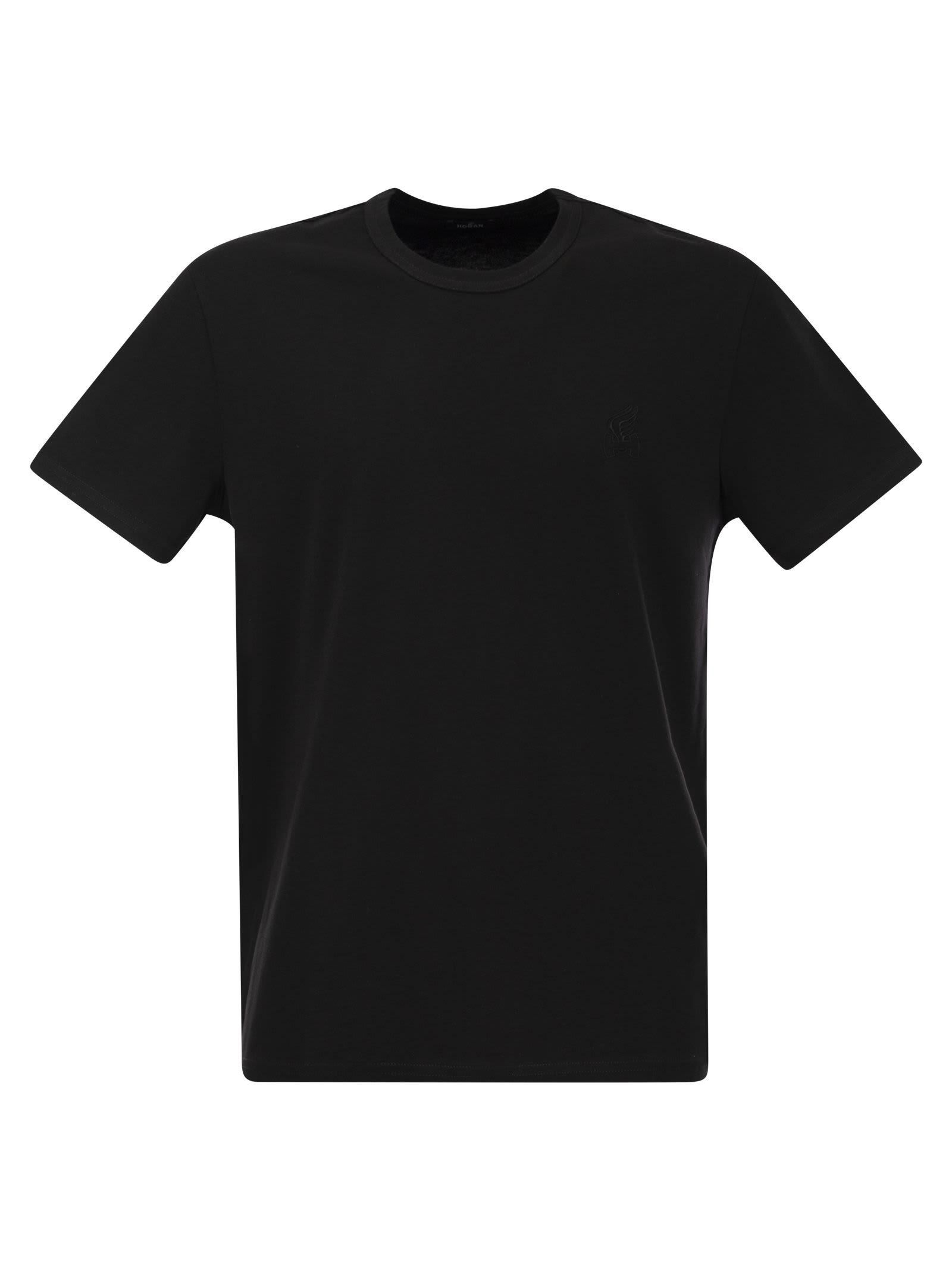【送料&関税込】Hogan Logo T-shirt - Unisex Hogan logo-print Cotton T-shirt | Black | FARFETCH JO