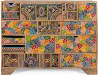 Giner&Colomer Cómoda en madera de mango y detalles pintados a mano 120 cm