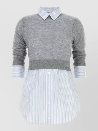 Alexander Wang knit shirt layered crewneck button design