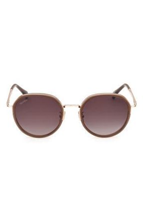 Max Mara 54mm Round Sunglasses in Shiny Light Brown /Smoke at Nordstrom Rack