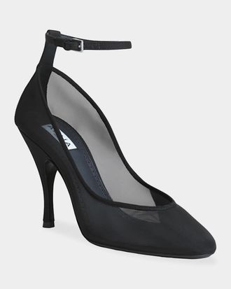 Alaia 100mm Mesh Ankle-Strap Pumps