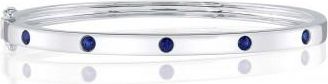 Allurez Blue Sapphire Five Stone Bangle Bracelet 14K White Gold (0.38ct)