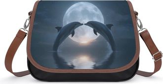 Generic Dolphins In Love Moon Fashion Womens Crossbody Bags Novelty Handbag Shoulder Bag Purse