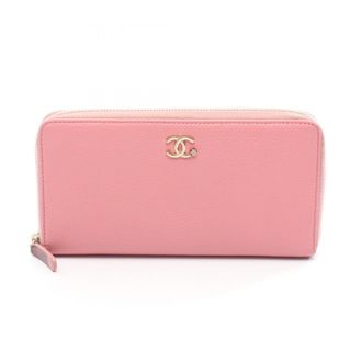 Chanel Pink Leather Long Wallet (Bi-Fold) (Pre-Owned)