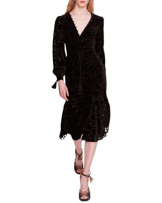 Marchesa Velvet Burnout Midi Dress