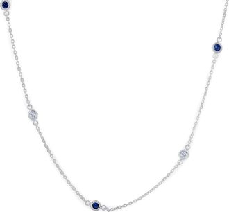 Pompeii3 1/2 Ct tw Genuine Blue Sapphire & Diamond By The Inch 18 Necklace