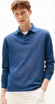 Tommy Hilfiger Mens Tommy Hilfiger 1985 Regular Long Sleeve Mens Polo Shirt - Aegean Sea - Blue - Size: 42