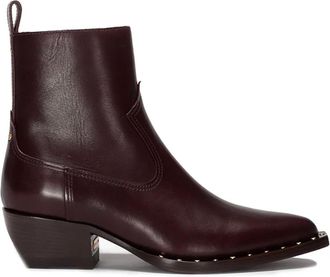 Golden Goose Womens Leather Studs Foxing Booties In Bordeaux
