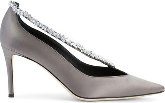 Giuseppe Zanotti Filipa crystal-embellished pumps - women - Satin/Furs & Skins/Fabric - 34.5 - Grey