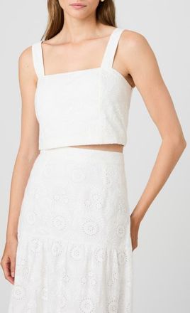 French Connection Svea Eyelet Crop Tank in Summer White at Nordstrom, Size X-Large