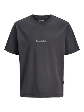 Jack & Jones Plus Size T-Shirt JORNORREBRO EMB TEE SS CREW NECK PLS, Herren, Gr. 4XL, asphalt, Jersey, Obermaterial: 90% Baumwolle, 10% sonstige Fasern, JACK & JONES PLUSSIZ