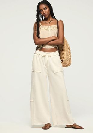 Lucky Brand Womens Fleece Wide Leg Pant