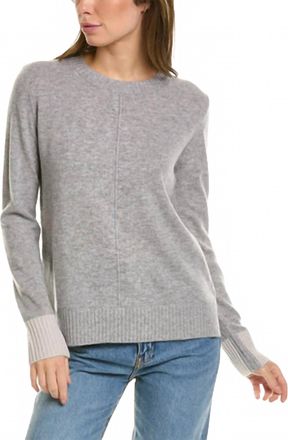 Fort&eacute; Cashmere Contrast Trim Crewneck Cashmere Sweater In Grey