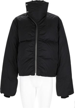 Rick Owens Cropped Padded Jacket With Asymmetrical Zipper And High Collar