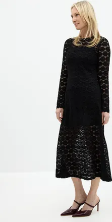 Contemporaine Womens Velvety lace fit-and-flare dress