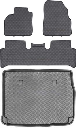 OEM Juego De Alfombrillas De Goma Para Coche Y Alfombrilla Para Maletero Para Renault Scenic Ii Minivan (2003-2009)