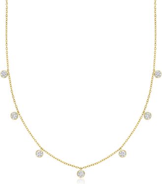 Ross-Simons Diamond Circle Station Necklace in 18kt Gold Over Sterling