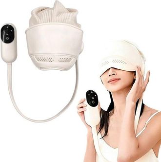 No Brand Masajeador El&eacute;ctrico De Cabeza, Masaje De Presi&oacute;n De Aire De 6 Zonas, Calentamiento Ocular (38-50 &deg;), Alivia Dolores De Cabeza Y Estr&eacute;s, 3 Modos, Mejo