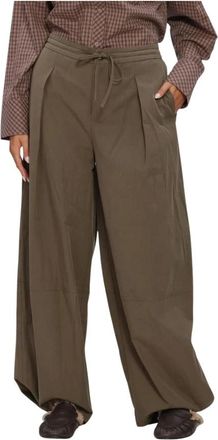 Notre-V Nv-Isotte Wijde Broek - Dames - Broeken - Groen - Maat: XL