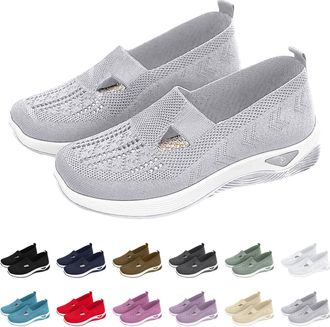 Generic Womens Comfort Walking Shoes, Woven Lightweight Breathable Orthopedic Sneakers with Soft Sole, Wide Fit Shoes Womens Comfortable Breathable Arch Suppo
