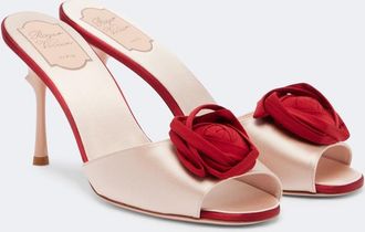 Roger Vivier Rose Vivier floral-appliqu&eacute; satin mules