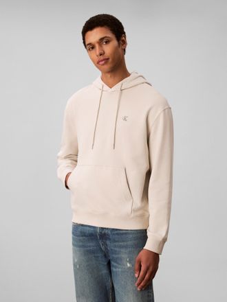 Calvin Klein Jeans Sweatshirt CALVIN KLEIN JEANS MONOGRAM HOODIE, Herren, Gr. L, chalk, Sweatware, Obermaterial: 100% Baumwolle, unifarben, regular fit normal, Rundhals,