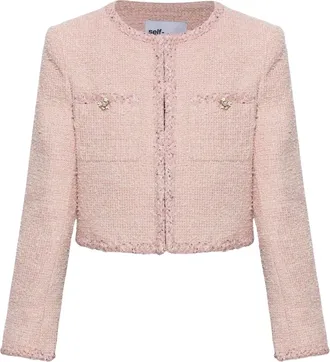 Self Portrait Pink Cropped Structured Jacket