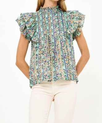 Oliphant Pintuck Ruffle Top In Taj
