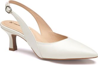 Johnston & Murphy Lindsey Slingback Pointed Toe Kitten Heel Pump in White Glove Leather at Nordstrom, Size 7.5
