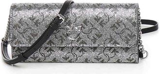 Pinko Full-Strap Leather Wallet With Rhinestones